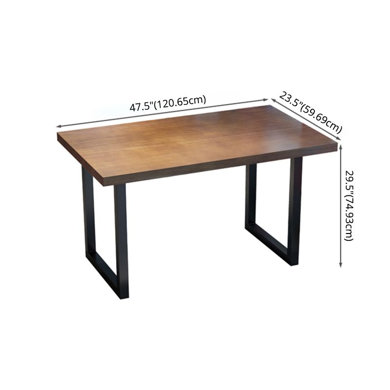 Industrial Style Solid Wood Dining Set with Fixed Table and Double Pedestal Base for Home Use