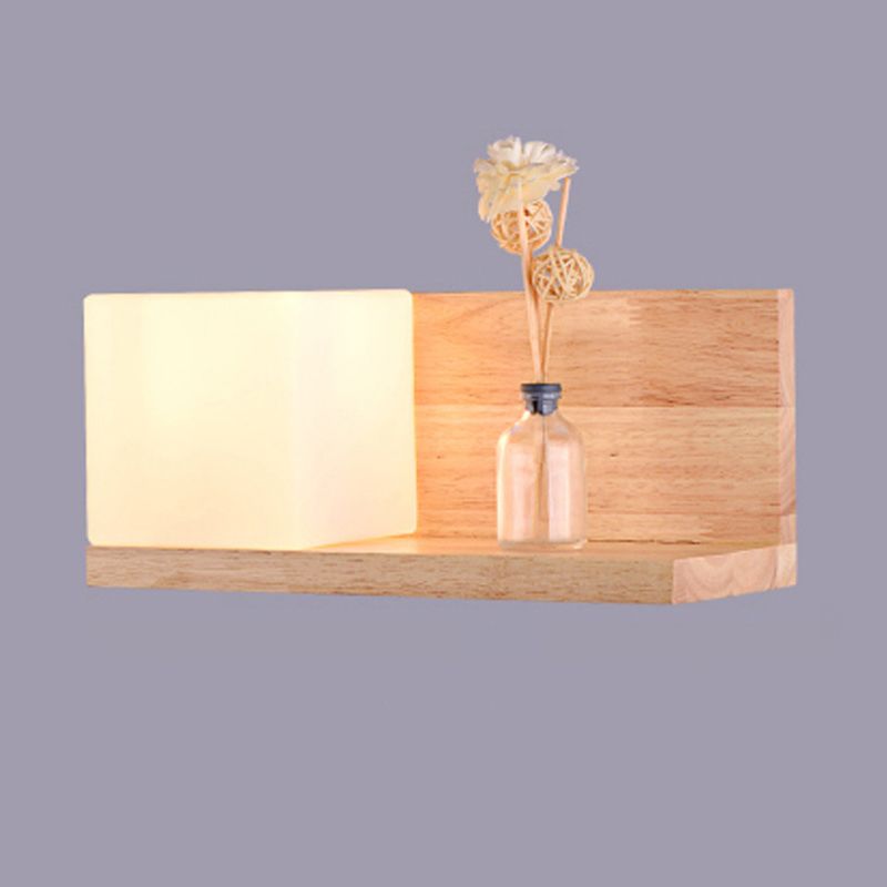 Lampada da parete del colore log in vetro in moderna sconce da parete rettangolare in legno in legno per spazi interni