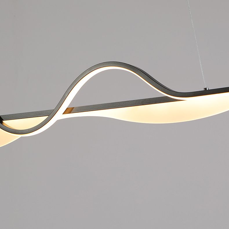 Modern Creative LED Pendant Light Metal Linear Island Light with Acrylic Shade