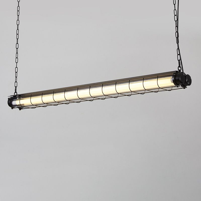 Industrial Style Iron Hanging Lamp Cylinder Shape Island Light for Dining Table