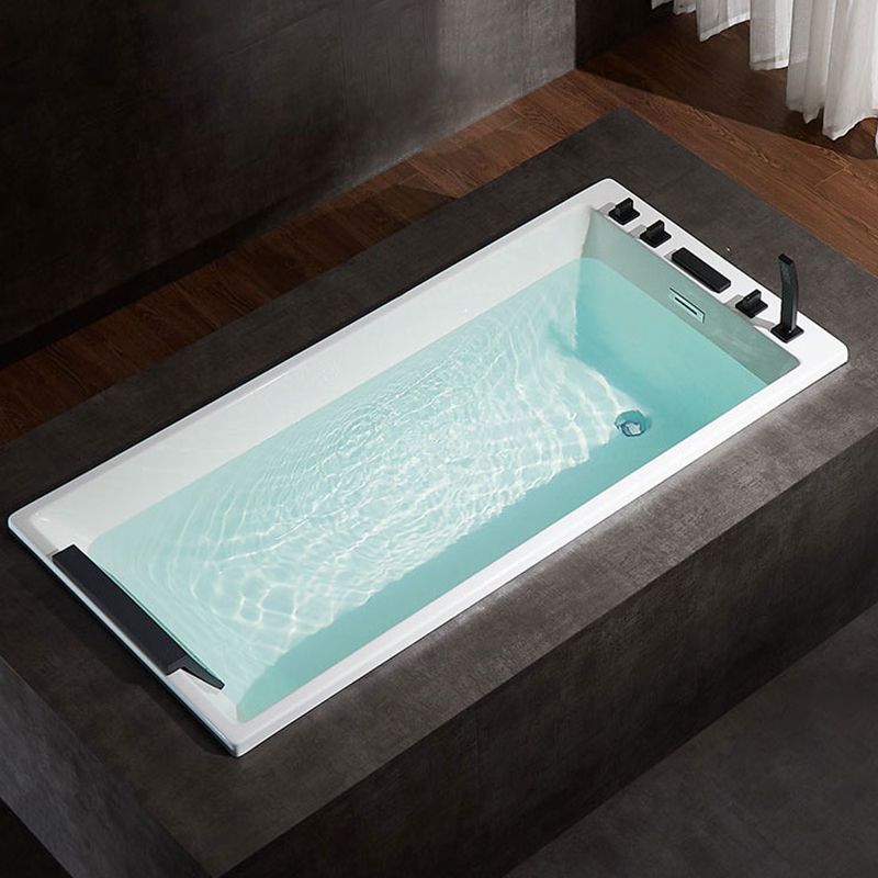 Rectangle Acrylic Soaking Bathtub Contemporary White Drop-in Bathtub