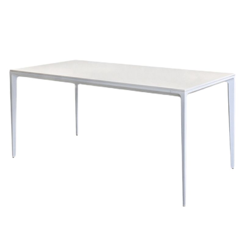 Rectangle Sintered Stone White Dining Table Simplicity 4 Legs Table for Dining Room