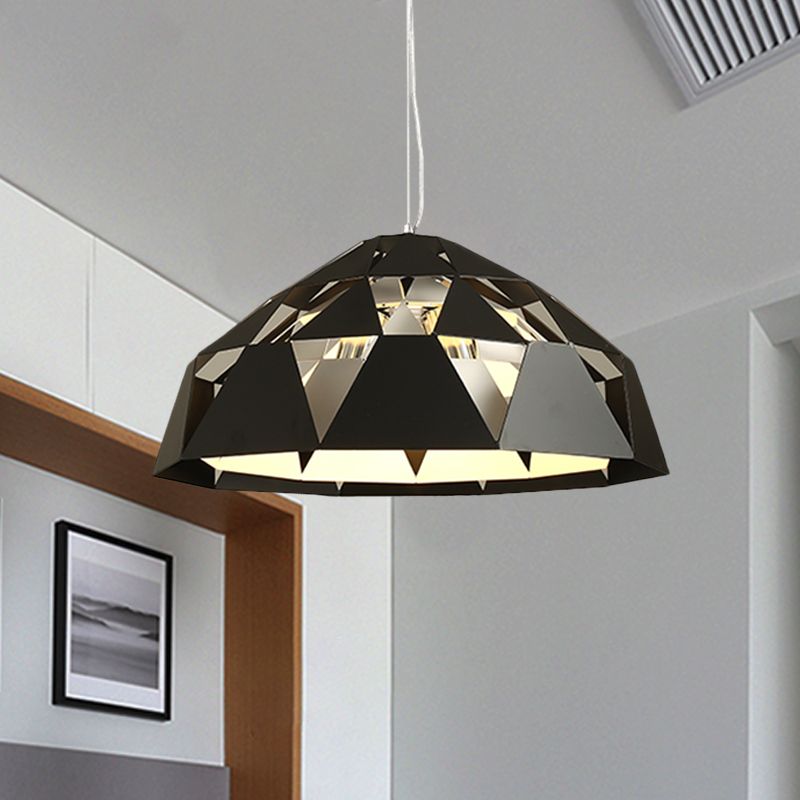 Chandelier de 3 têtes contemporaines suspendues avec une teinte en métal finition noire diamant suspendu suspendu lampe