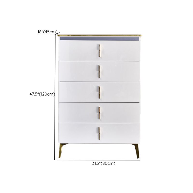 Glam Stone Chest 17.7" Wide Bedroom Chest in White with Drawers