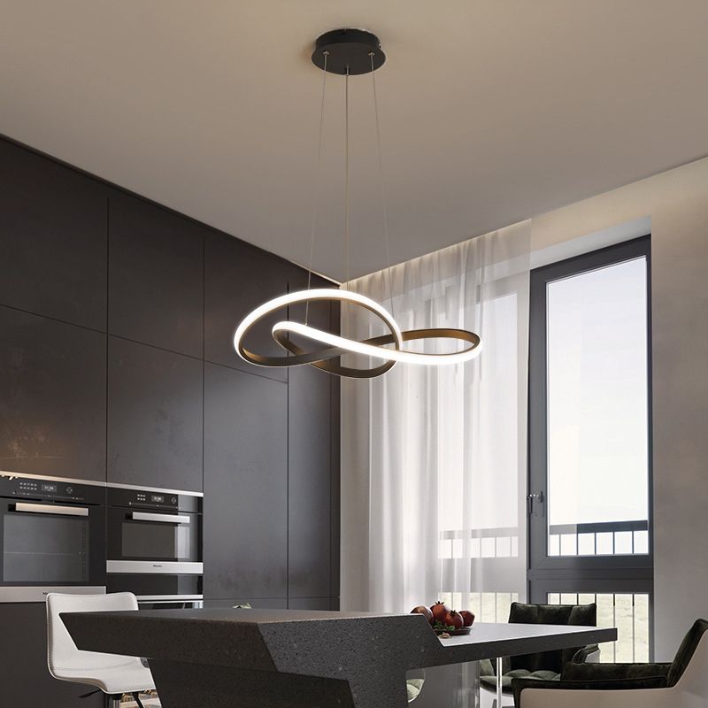 Modern Simplicity Seamless Curves Chandelier Lamp Aluminum Hanging Pendant Lights for Restaurant
