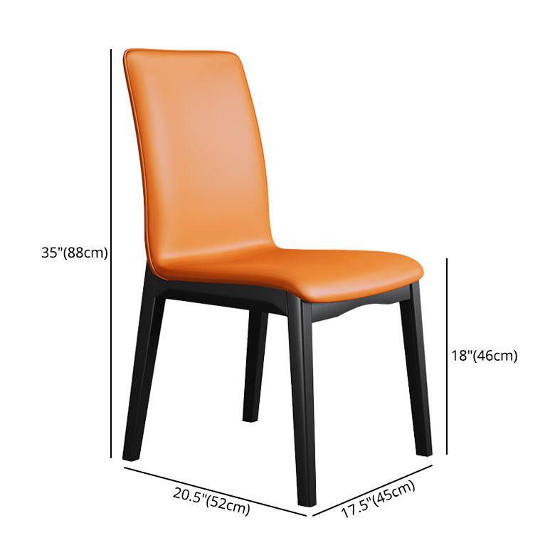 Industrial Restaurant Leather Side Chair Matte Finish Solid Back Dining Chair