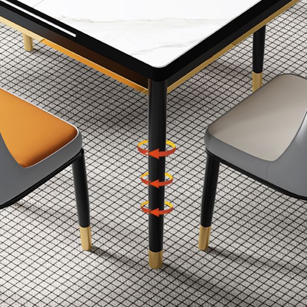 Industrial Style Stone 31.5''Dining Table Square 4 Legs Table for Dining Room