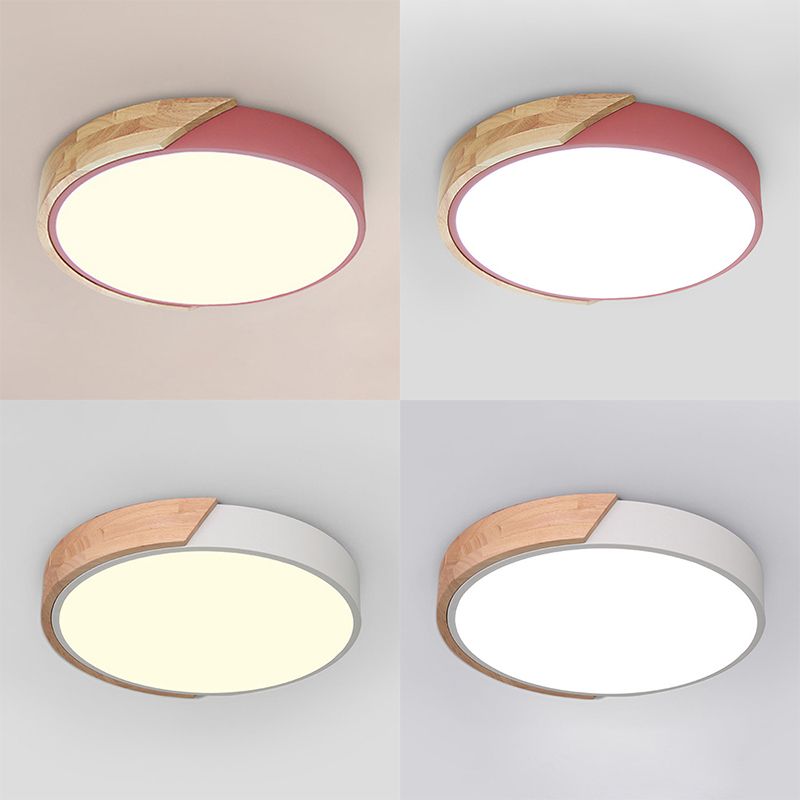 Macaron Modern Round Flushmount Bedroom Metal LED Ceiling Flush Mount Lamp