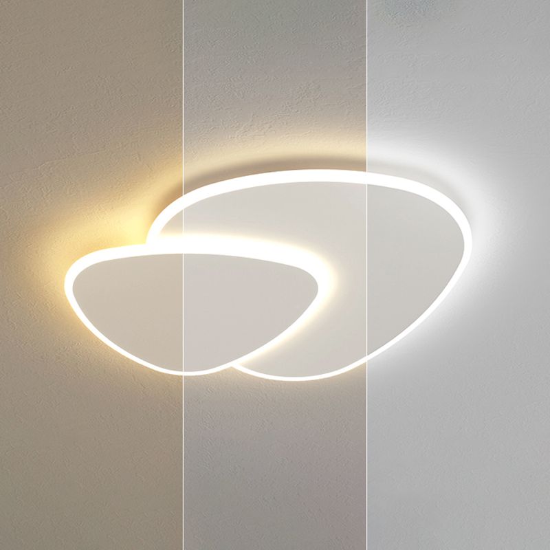 Plafonnier LED en acrylique blanc de style concis et moderne, plafonnier ovale à 2 lumières en fer