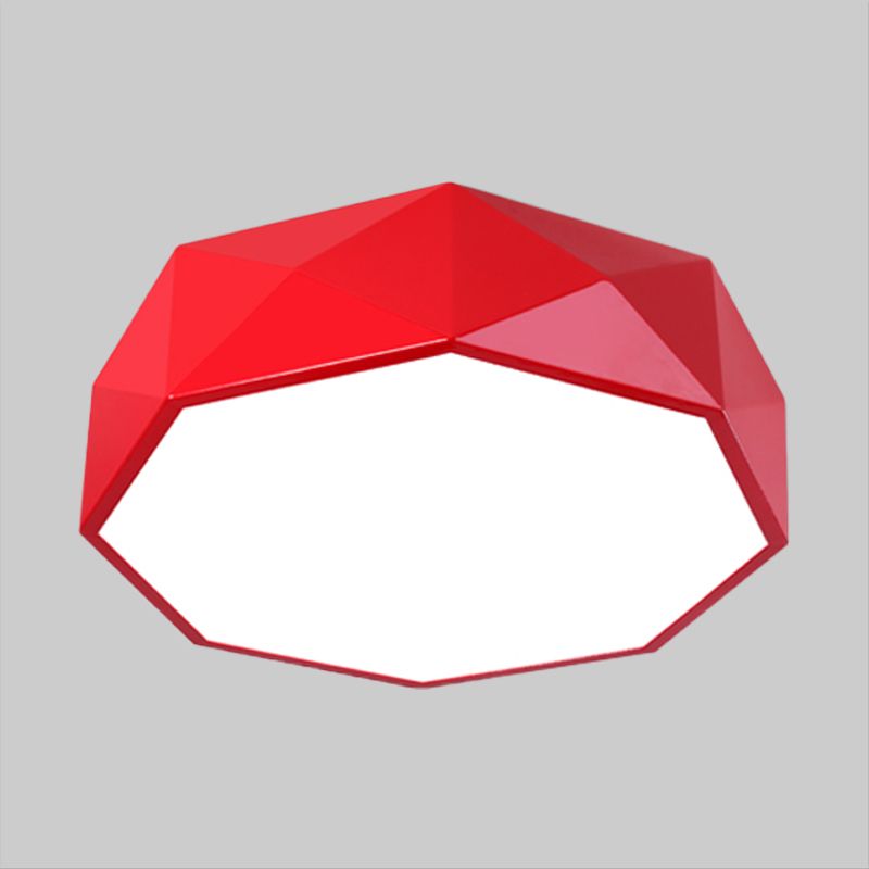 Apparecchio di illuminazione da incasso per salotto a LED. Soffitto contemporaneo rosso/giallo/verde con paralume acrilico poligonale