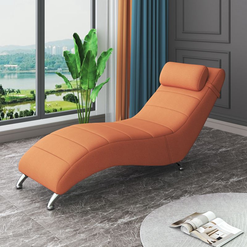 Modern Cushioned Chaise Lounge Pine Chaise with Pillow for Bedroom and Living Room