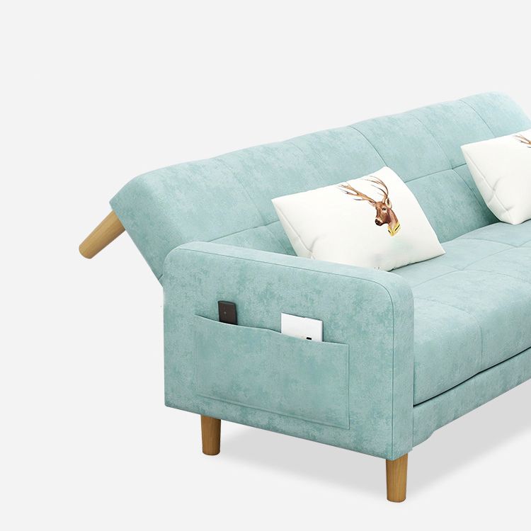 Contemporary Convertible Footrest Stool Sofa Bed with Storage and Square Arms