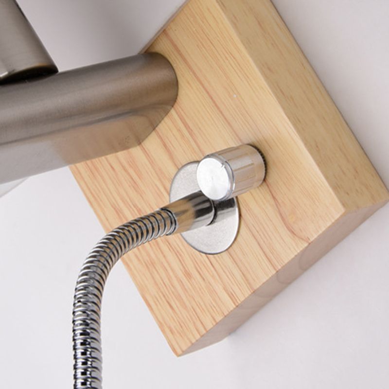 Ovale glazen schaduw eenvoud wandlamp verstelbaar spotlight design moderne stijl led bedmeting leeslicht met houten basis