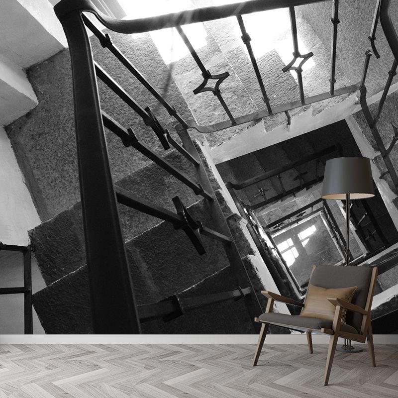 Customized Spiral Staircase Mural Wallpaper Mildew Resistant Wall Decor for Meeting Room