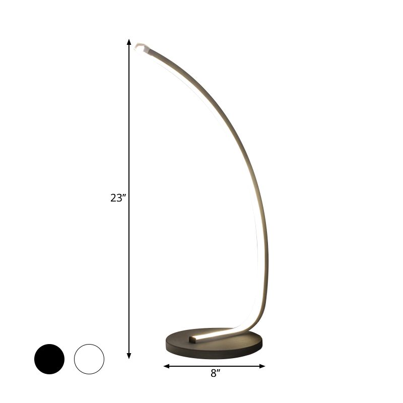 Bent Bedroom Reading Task Light Metal Modern Style LED Night Table Lighting in Black/White