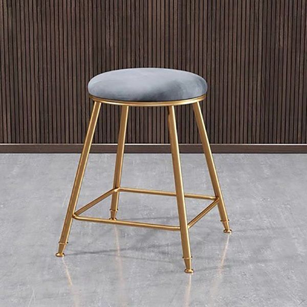 Nordic Glam Bar Stool Round Counter Bar Stool with Metal Legs for Kitchen