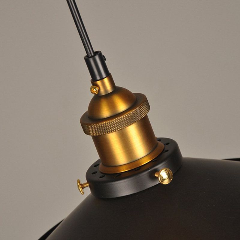 Tapered Cape Shade 1-Light Industrial Metal Pendant Light Hanging Ceiling Light in Black