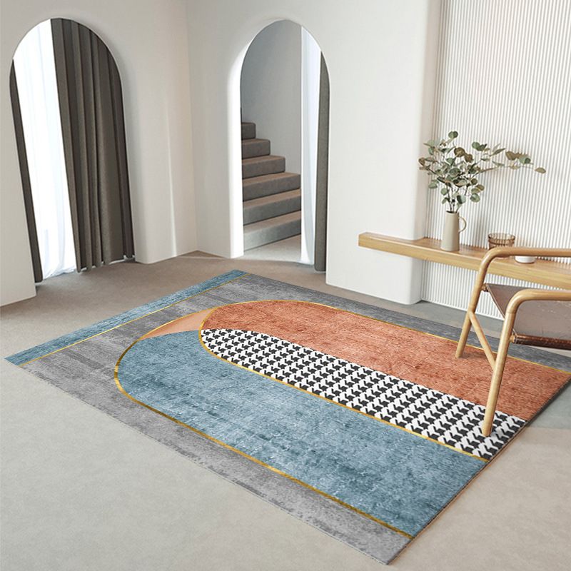 Black Modern Print Carpet Polyester Simple Carpet Washable Carpet for Living Room