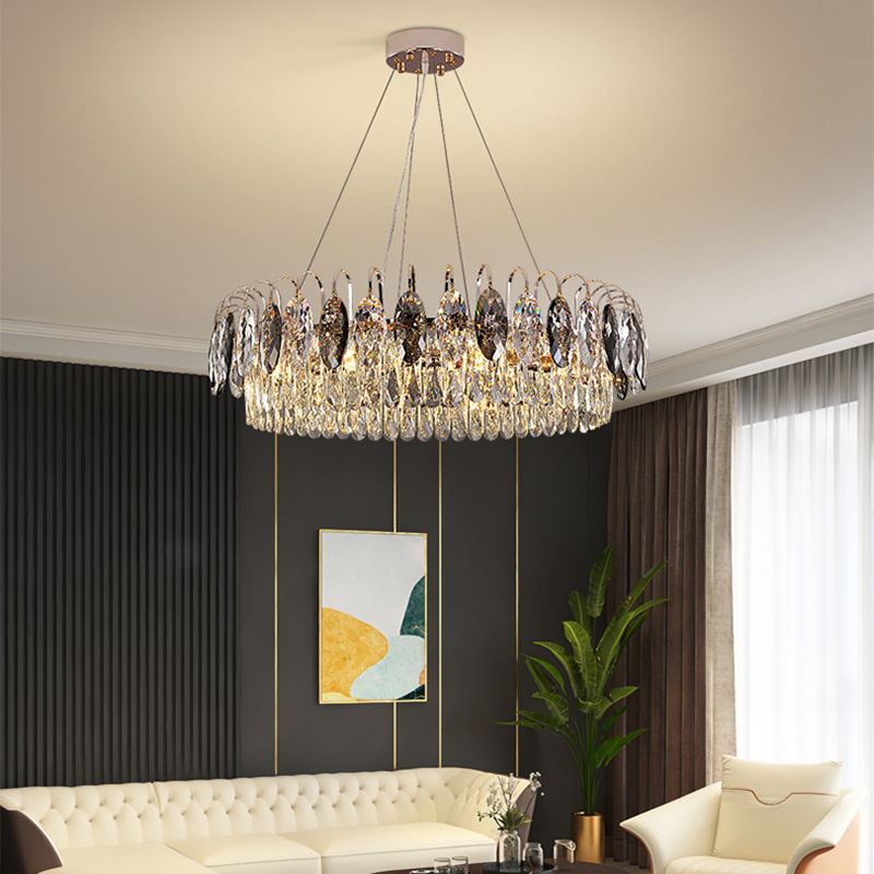 Contemporary Style Geometry Pendant Chandeliers Crystal Chandelier Lights in Grey