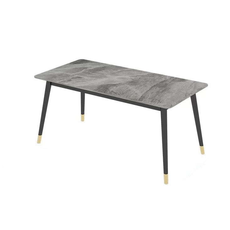Modern Sintered Stone Dining Set with Rectangle Tabale and Metal Base Dining Set