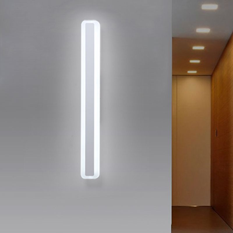Metal Linear Shade Wall Sconce Modern Style 1-Light Mirror Wall Lighting Fixture in White