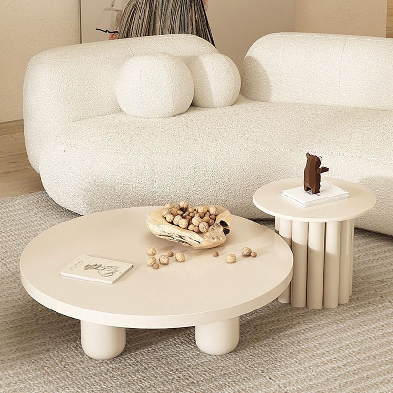 4 Legs Coffee Table Round Minimalist Coffee Table for Living Room