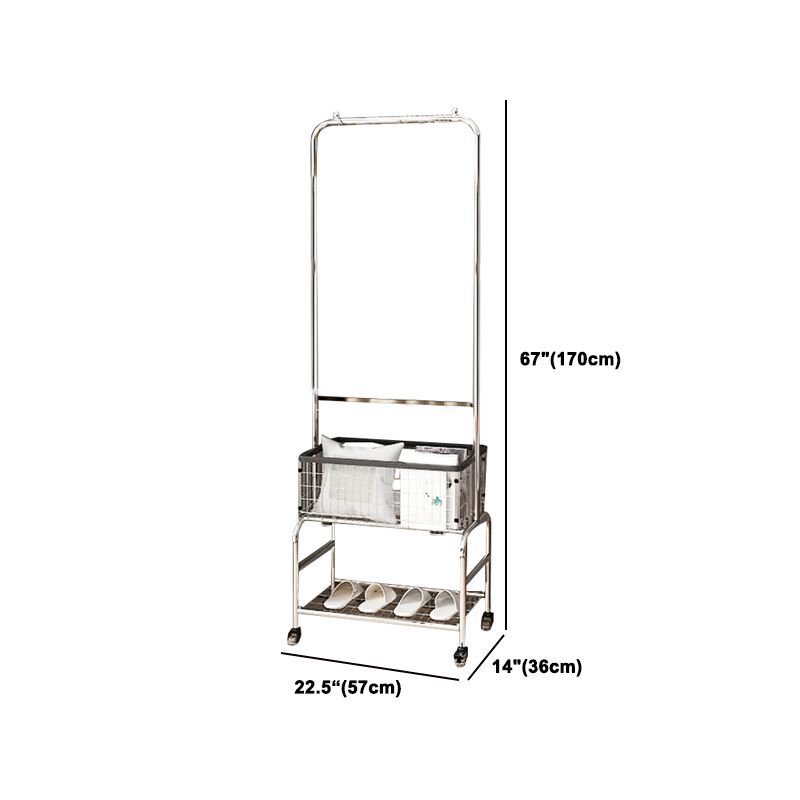 Contemporary Style Wardrobe Metal Open Wardrobe with Wheels for Home