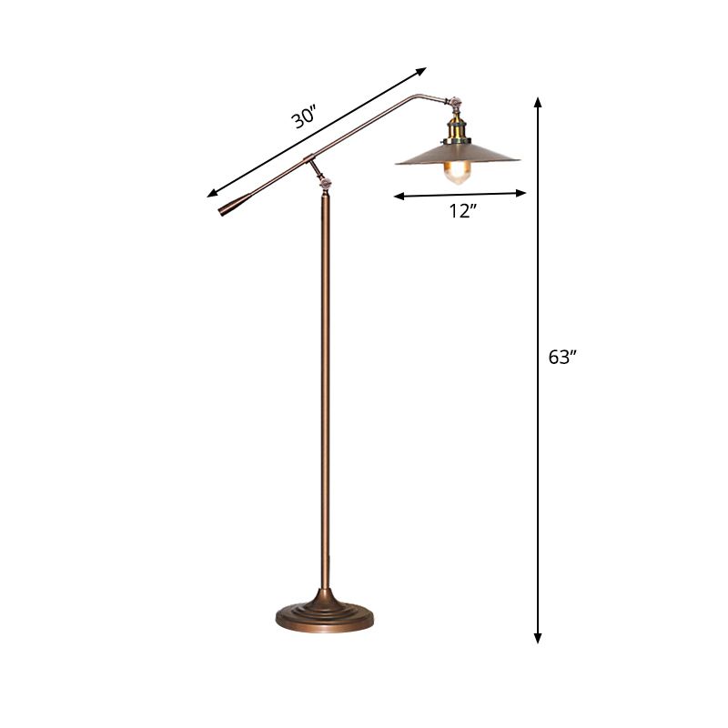 Flared Schattenstocklampe Antiquitäten stilvoller Metall 1 Kopf Wohnzimmer Stehendes Licht mit verstellbarem Arm in Bronze