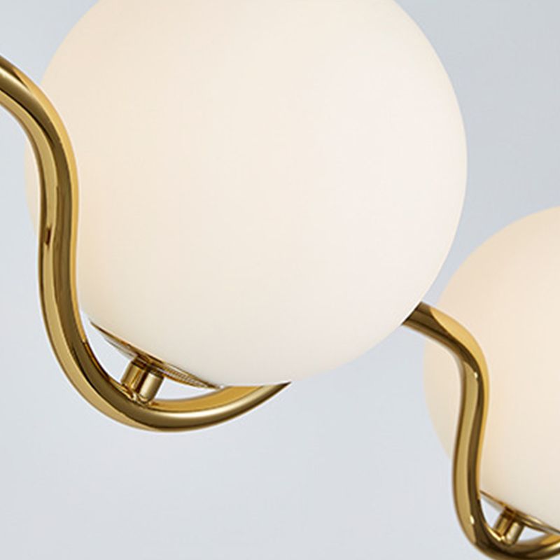 Cream Glass Globe Island Light Minimalist 2-Light Brass Finish Pendant