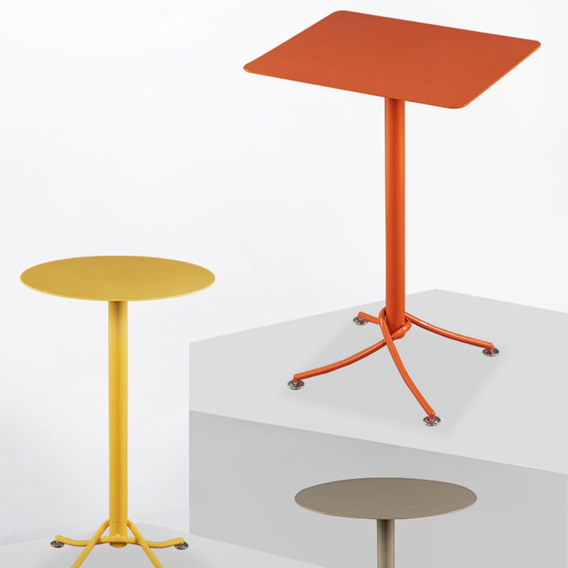 Metal Indoor-Outdoor Bar Height Table Contemporary Bar Table with Pedestal