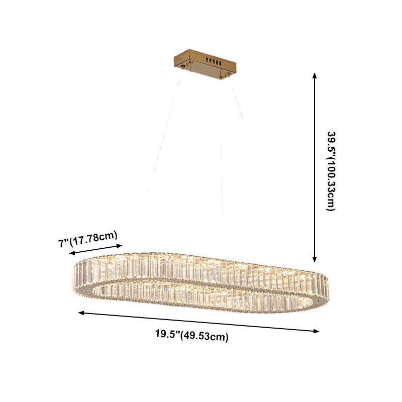 Contemporary Island Lighting Oval Crystal 1 Light Island Ceiling Light