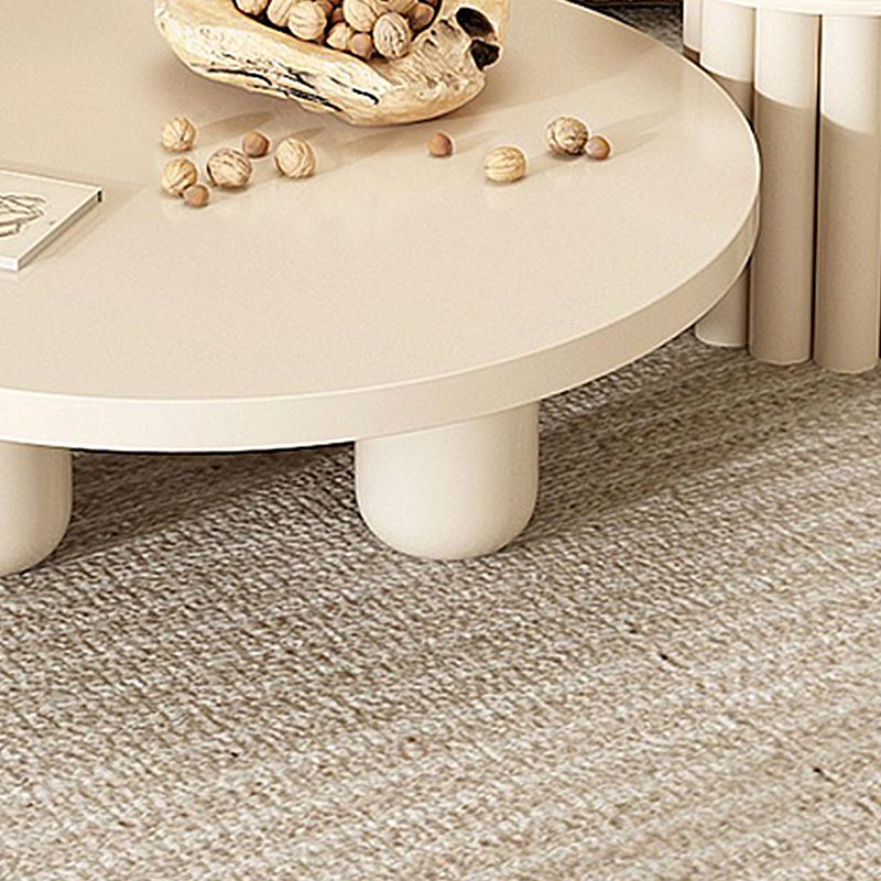 13.7"/15.7"Tall 4 Legs Brown/ White Round Wooden Coffee Table