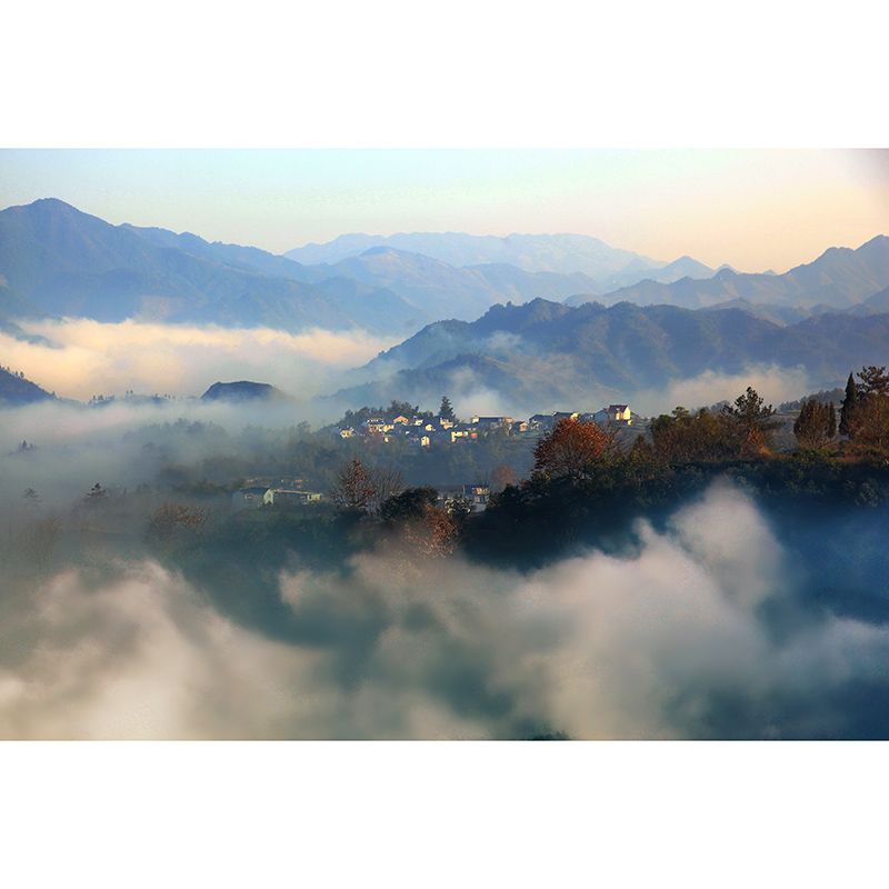 Modern Style Wall Mural Wallpaper Village Sitting Room Wall Mural