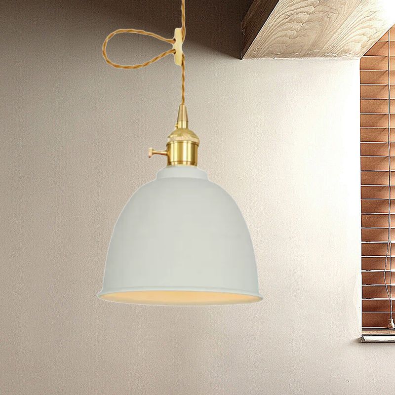 1 licht koepelophangend plafondlicht industriële stijl zwart/grijs/witte metalen hanglamp met verstelbare koord