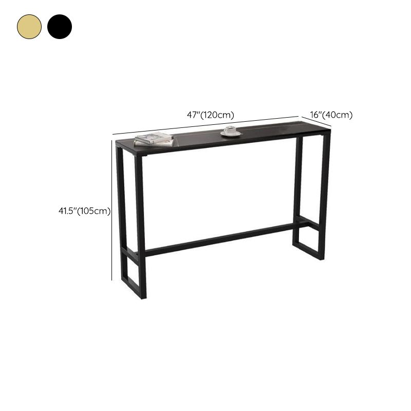 Sintered Stone Bistro Bar Table Footrest Metal Base Bar Table for Living Room