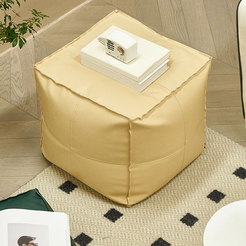 Modern Orange Pure Color Pouf PU Leather Water Resistant Pouf
