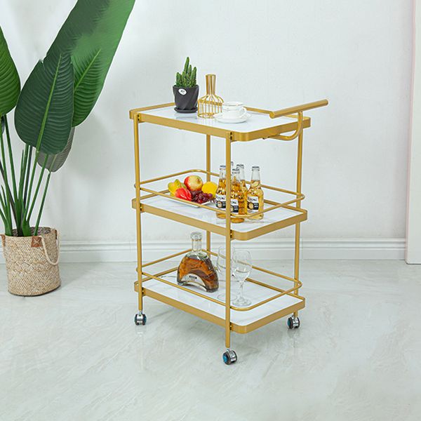 Modern 34.65"H Rolling Prep Table Rectangular Metal Prep Table for Home Use