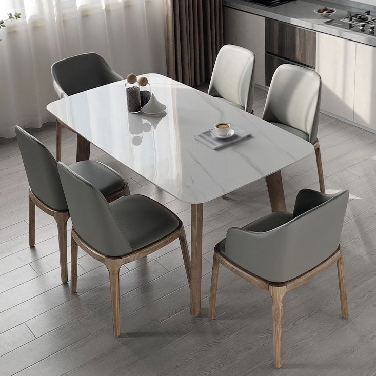 Eigentijdse gesinterde stenen eettafel rechthoekige vorm eettafel met 4 poten tafel