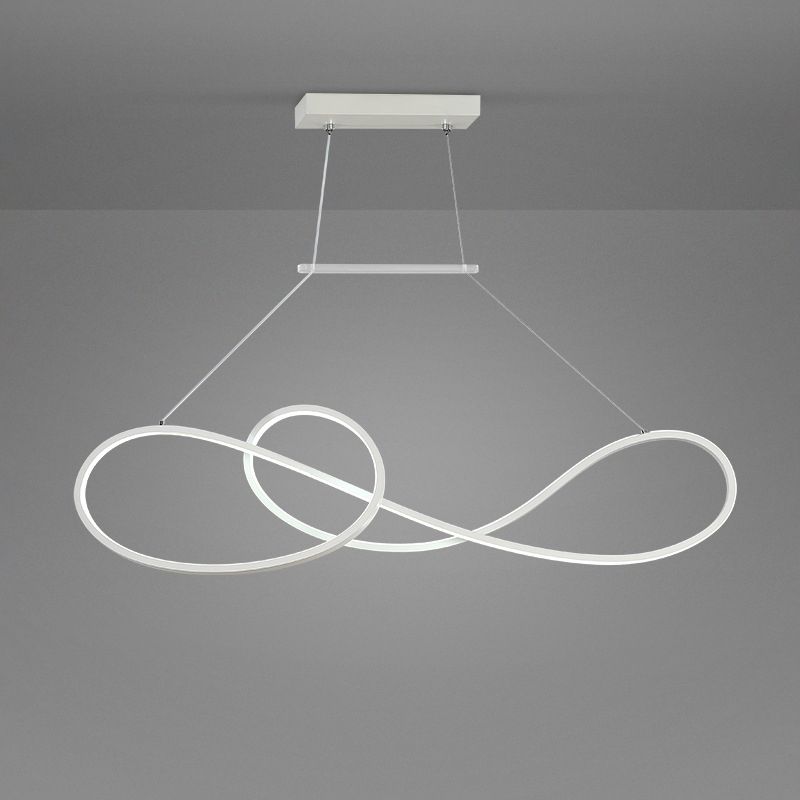LED Strip Island Light Fixture Minimalist Metal Dining Room Linear Pendant Lighting