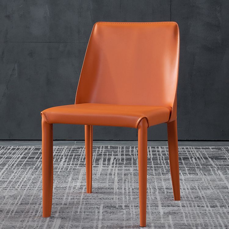 Silla sin brazos de comedor de cuero moderno, sillas de comedor de metal para uso doméstico