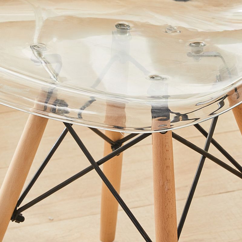 Modern Style Plastic Dining Armless Chair Solid Back Dining SIde Chairs for Home Use