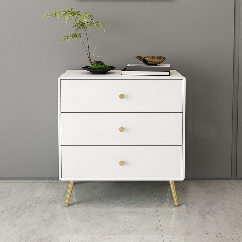 Glam White Storage Chest Dresser Solid Pine Storage Chest with Metal Feet