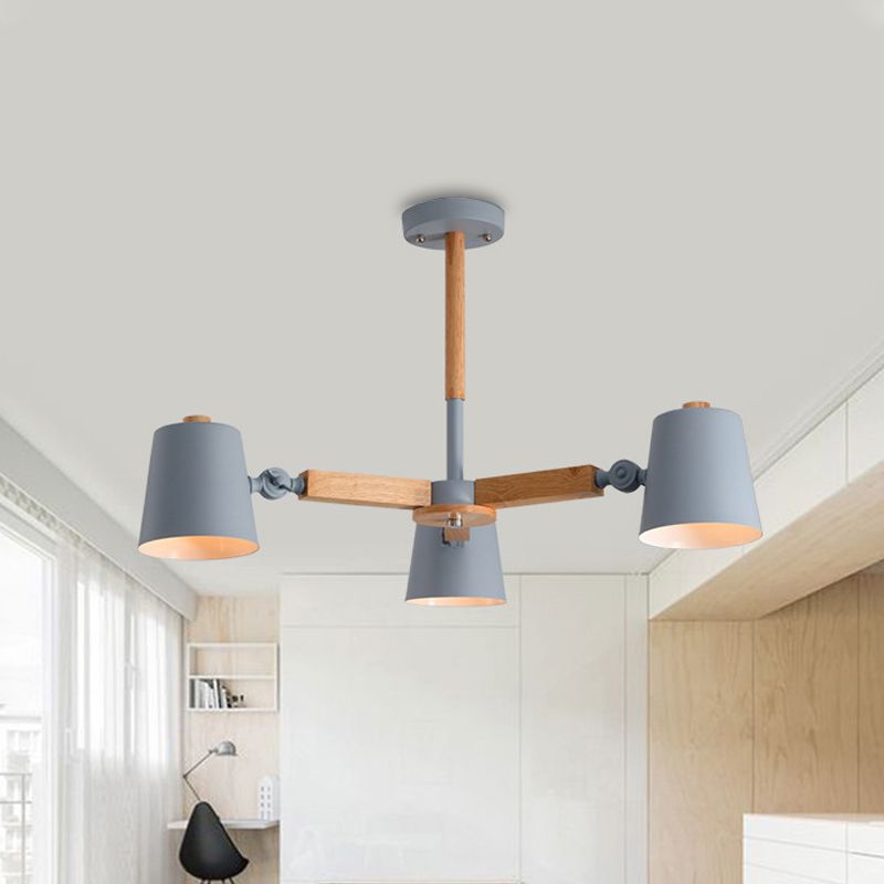 Colie Shade Office Chandelier Métal et bois Nordic Style Monochrome Green / Gris / Pendant blanc