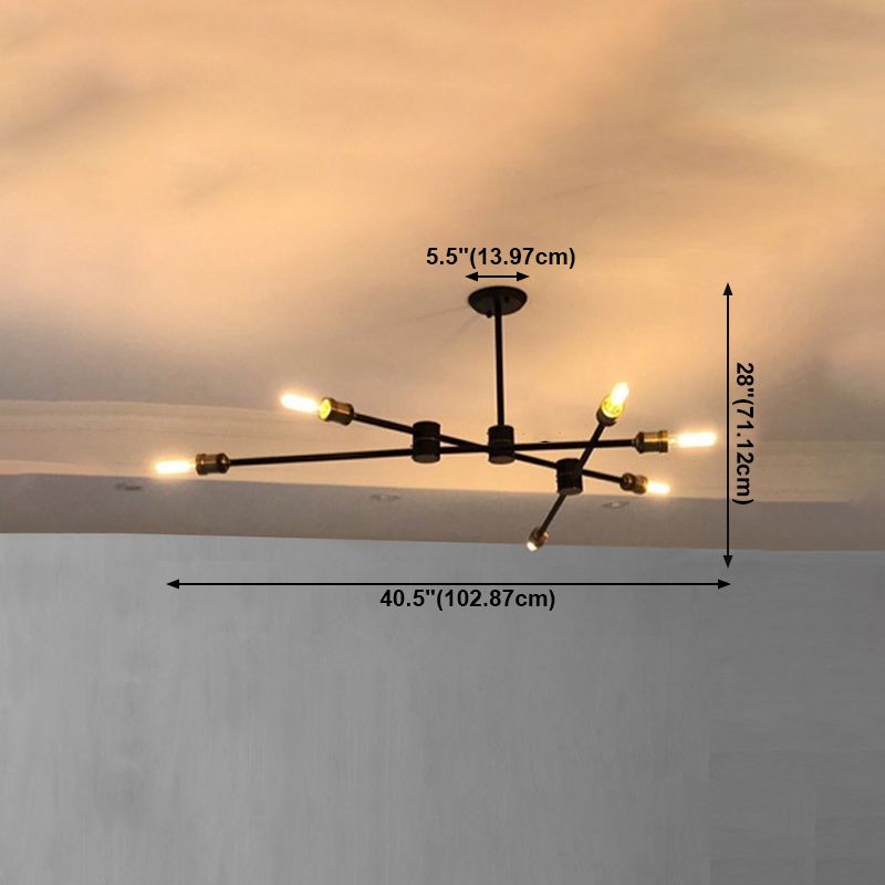 Nordic Style Metal Chandelier Branch Black Pendant Lamps for Living Room