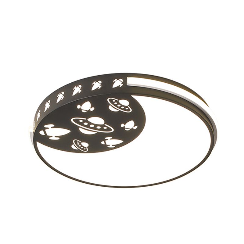 Plafonnier LED en forme de croissant et d'espace extérieur, en acrylique, bleu/noir/rose, pour chambre d'enfant