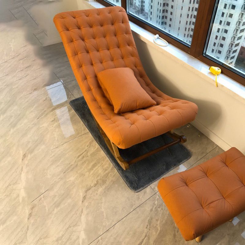 Modern Rocker Faux Leather Tufted Cushions Seat Belt Rocking Accent Chair