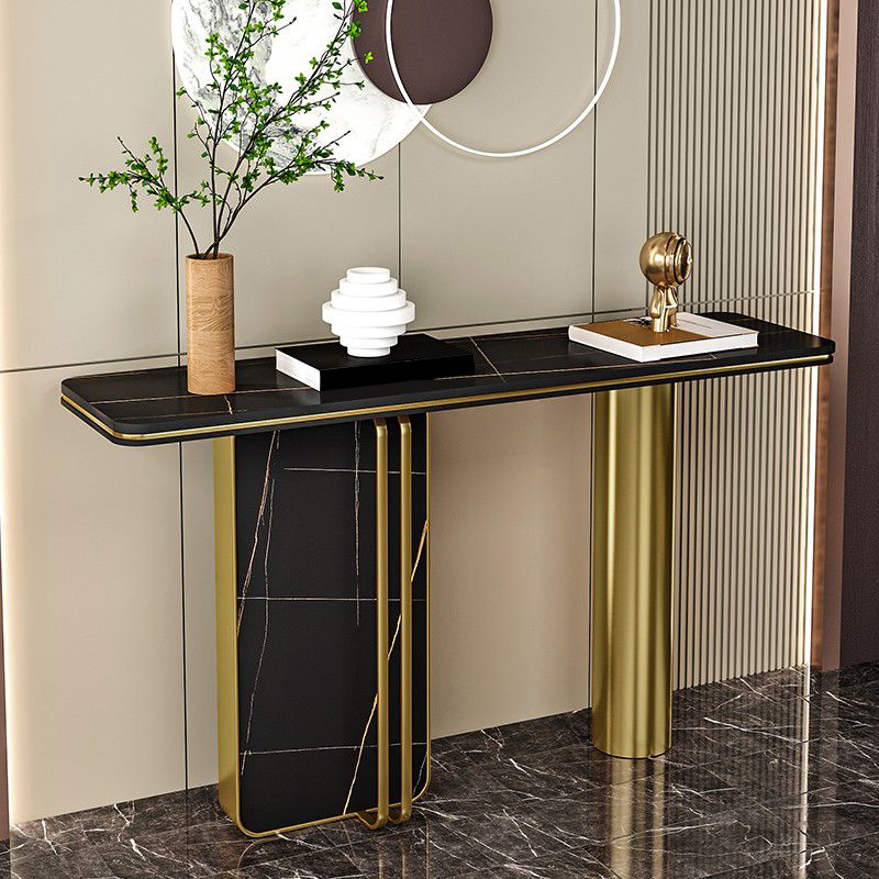 Modern Accent Table Marble Console Table with 1 Shelf for Hall , 33.46 Inch Tall