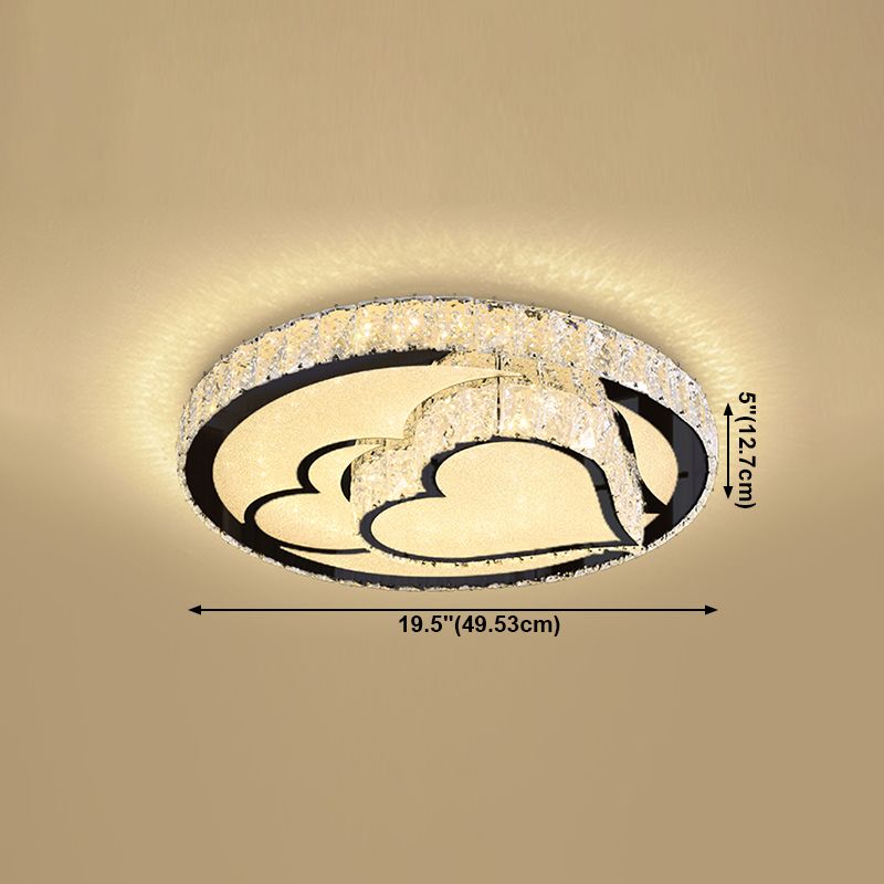 Círculo dormitorio luz de techo cristal LED moderno montaje empotrado lámpara de techo