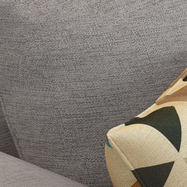 70"W Scandinavian Sectional Sofa Grey Pillowed Back Cushions Sectional