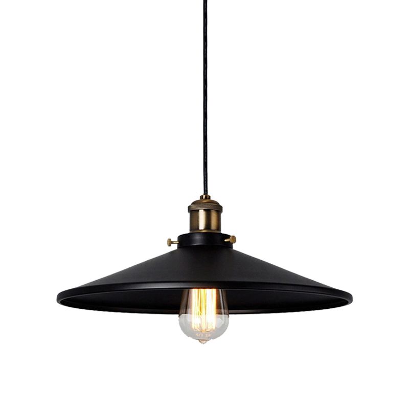 Loft Stylish Saucer Pendant Ceiling Light 8.5"/10" Diameter 1 Head Metallic Hanging Lamp in Black for Foyer